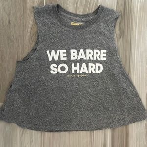 Spiritual Gangster x pure barre grey sleeveless cropped top with graphic